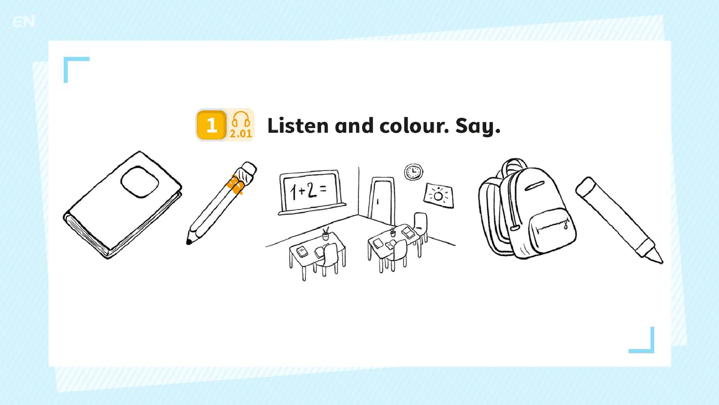 2.01 Listen and color, say