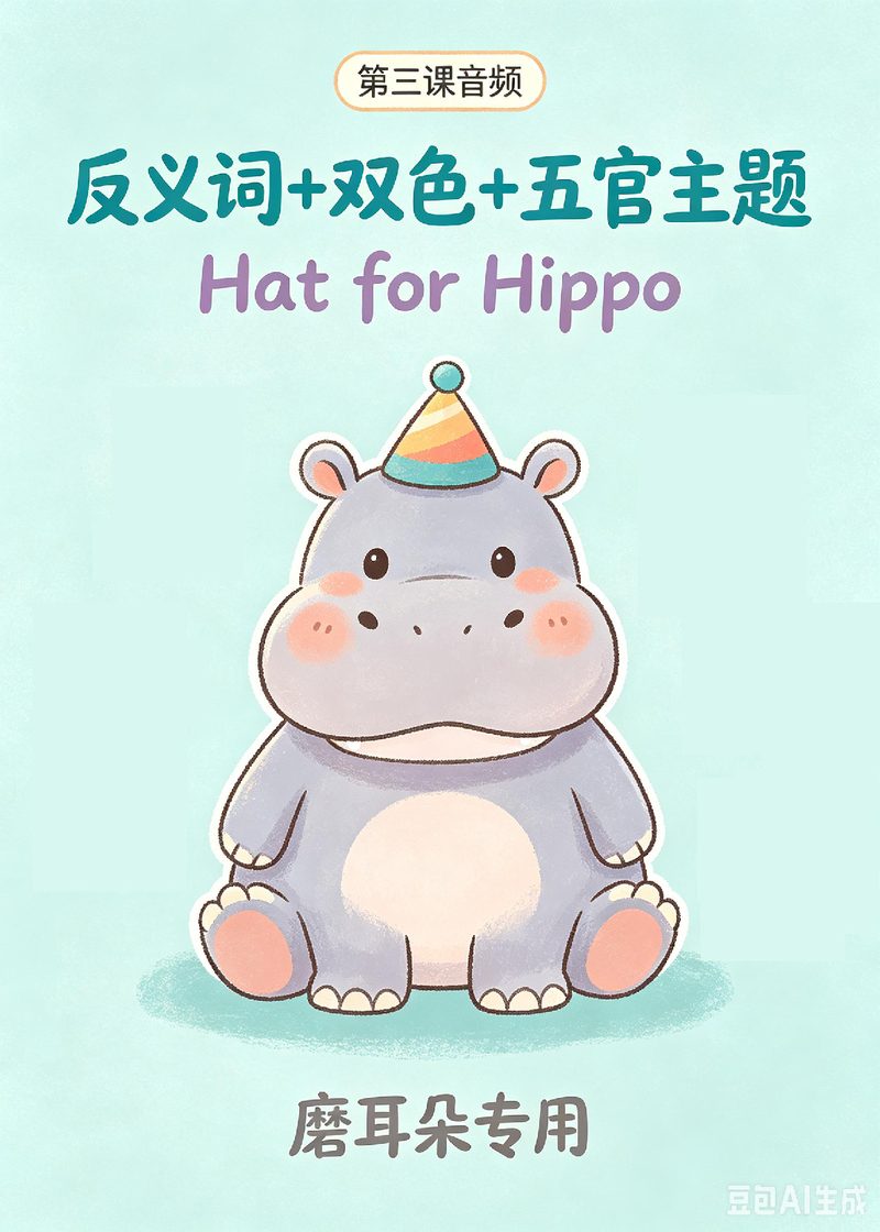 第三课音频 反义词 + 双色 + 五官主题 Hat for Hippo