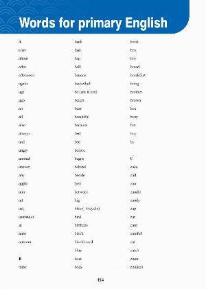 Words for primary English